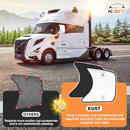 KUST 2PCS 23''*21.6'' Side Window Shades for Semi Truck/Heavy Duty Truck - Freightliner Cascadia, Volvo, Mack, Kenworth, Peterbilt, International LT, Western Star - Silver & Black Window Shades - size: Semi Truck/ Heavy Duty Truck (Silver&Black)