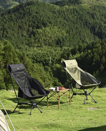 iClimb Ultralight Compact Camping Folding Beach Chair with Anti-Sinking Large Feet (Black - Triangular Frame High Back) - color: Black (Triangular Frame High Back)