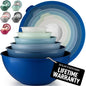 Zulay Kitchen 12 Piece Plastic Mixing Bowls with Lids Set - Leak-Proof Microwave & Freezer Safe Stackable Mixing Bowl Set for Preparing, Serving and Storing - Non-Slip Large Nesting Bowls (Blue Ombre) - color: Aqua Blue