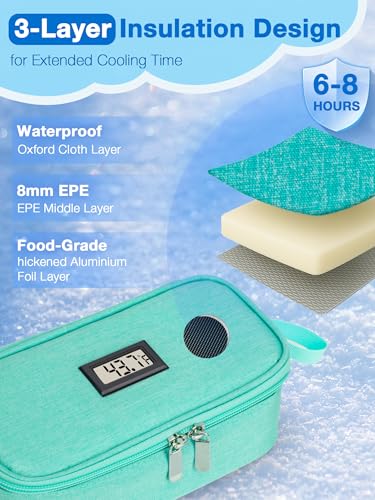 SUNMON Breast Milk Cooler Bag with Real-Time Temperature Display, Portable Travel Breastmilk Storage Case, Includes 2 Reusable Ice Packs, for Pumping Moms on The Go (Light Green) - color: Light green