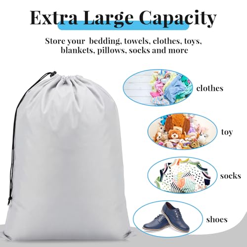 Woanger 12 Pack 28 x 45 Inch Extra Large Laundry Bags Bulk Washable Travel Laundry Bag with Drawstring Closure Large Dirty Clothes Organizer for College Dorm Home Hotel Camping (Silver) - color: Silver