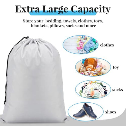 Woanger 12 Pack 28 x 45 Inch Extra Large Laundry Bags Bulk Washable Travel Laundry Bag with Drawstring Closure Large Dirty Clothes Organizer for College Dorm Home Hotel Camping (Silver) - color: Silver