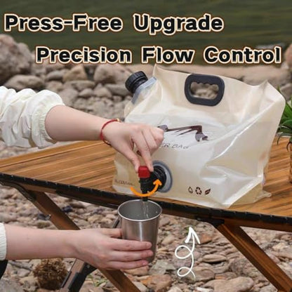 Collapsible 2-Gallon Water Jug Portable Camping Bag with Leak-Proof Spigot Durable BPA-Free 8L Collapsible Water Container for Hiking Camping Emergency Prep (Beige) - color: Beige