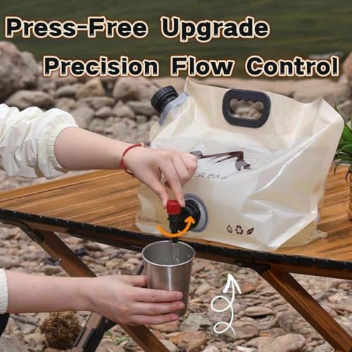 Collapsible 2-Gallon Water Jug Portable Camping Bag with Leak-Proof Spigot Durable BPA-Free 8L Collapsible Water Container for Hiking Camping Emergency Prep (Beige-2Pack) - color: Beige-2Pack