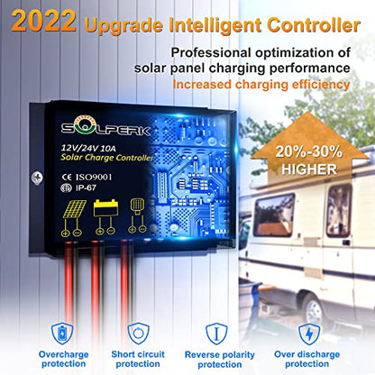 SOLPERK Solar Panel Kit 30W 12V, Waterproof Solar Battery Trickle Charger Maintainer + Upgrade Waterproof Controller + Adjustable Mount Bracket for Boat Car RV Motorcycle Marine Automotive - size: 30W PWM+Load Kit
