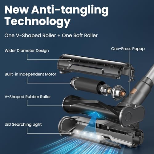 Dzaki S9X Vacuum Cleaners for Home,400W 50KPa Cordless Stick Vacuum Cleaner,Up to 55 Mins Runtime,Smart Induction Auto-Adjustment,Rechargeable Battery Vacuum Cordless for Carpet Floor Pet Hair