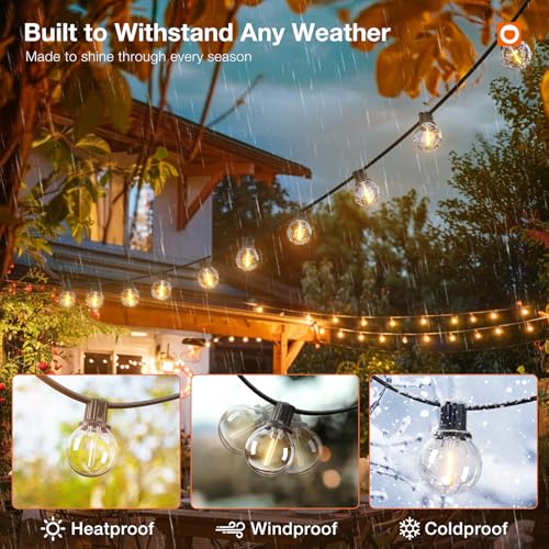 addlon 200FT Outdoor String Lights G40 with Remote Control, Dimmable Patio Globe LED Lights Waterproof Shatterproof, Hanging Outside Lighting for Backyard, Garden, Deck, Balcony, Porch, Café, Bristo - size: 200FT