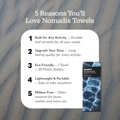 Nomadix Original Towel - Perfect for Beach, Pool, Travel, Camping, Yoga - Made with Recycled Materials - Super Absorbent - Sand Resistant- Aqua Blue - 72.5x30 - color: Agua Blue