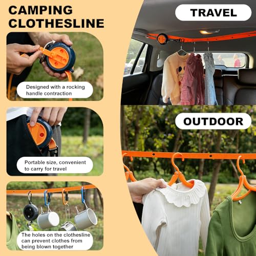Retractable Clothesline Indoor Outdoor Clothes Line Kit, Heavy Duty Clothes Drying Laundry Line 16.7ft Wall Mounted Drying Rack Non-Sagging Air Dry Clothing Travel Clotheslines (White) - color: White