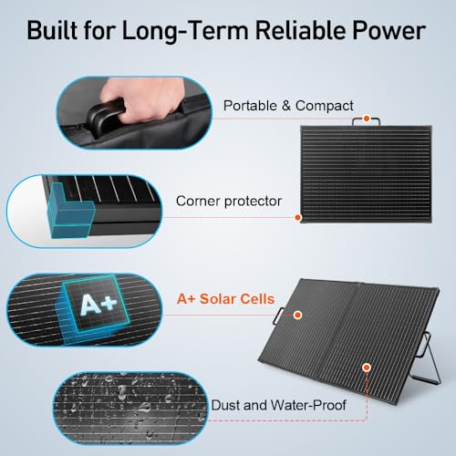 DOKIO Solar Suitcase 100W Portable Foldable Solar Panel 18v Monocrystalline 23.8 * 19.3 * 1.3in with Controller to Charge 12 Volts Batteries (All Lead/Acid Types: Vented AGM Gel) RV Camping Marine