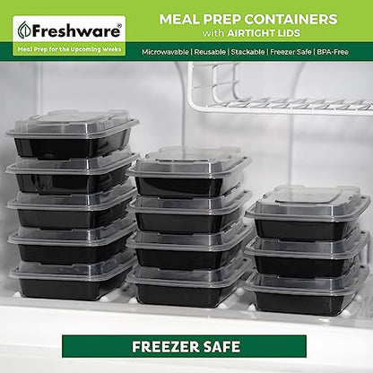 Freshware Meal Prep Containers [150 Pack] 1 Compartment with Lids, Food Storage Containers, Bento Box, BPA Free, Stackable, Microwave/Dishwasher/Freezer Safe (24 oz) - size: 24OZ-150PK