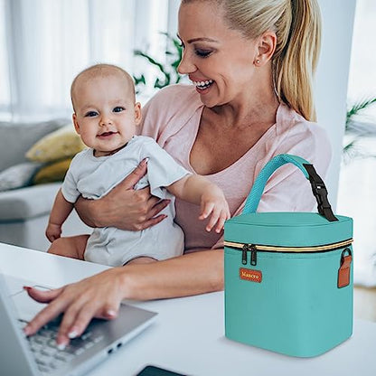 Mancro Breastmilk Cooler Bag with Ice Pack, Insulated Baby Bottle Tote Bag Fits up to 6 Bottles of up to 9 Ounces, Baby Bottle Bag for Nursing Mothers, Green - color: Green