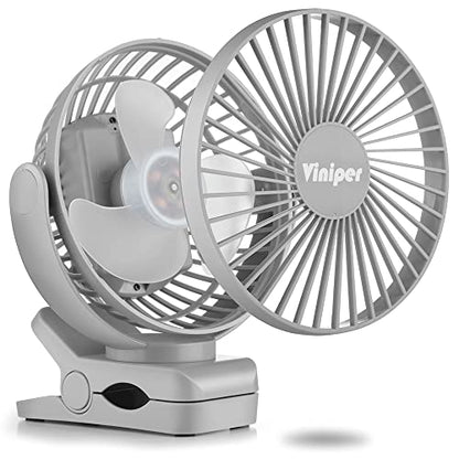 Viniper 6 inch Rechargeable Clip on Fan, 5000mah Battery Desk Fan : 360° Rotation & 3 Speeds Strong Wind Portable Fan, 8-30 Working Hours, Quiet and Powerful (Gray) - color: Grey, style: 5000mah Clip fan