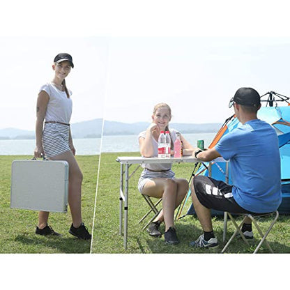 REDCAMP Aluminum Camping Table 3 Foot, Portable Folding Table Adjustable Height Lightweight for Picnic Beach Outdoor Indoor, White 36 x 24 inch - size: 3-Feet (2 heights 15"/28")