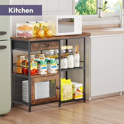 SWTYMIKI 33.31''x14.25'' Coffee Bar Cabinet - Large Farmhouse Coffee Stand Station Multi-Purpose Buffet Sideboard Cabinet with Drawers - Kitchen Bar Table for Living Room, Small Space, Espresso - color: Espresso - Large, style: Coffee Station with Storage