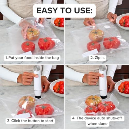 Chef Preserve Compact Vacuum Sealer for Food (Vacuum Sealer Machine + 30 Reusable Vacuum Bags) Powerful Handheld Vacuum Sealer Machine, Seal Meal Saver, Portable Food Sealer - size: Vacuum Sealer + 30 Bags