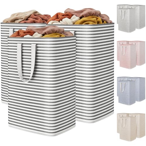Lifewit 3 Pack Laundry Basket 80L Each, Collapsible Clothes Hamper with Reinforced Handles, Freestanding Waterproof Design for Bedroom and Laundry Room, Black 240L Total - color: Black, size: 3 x 80L