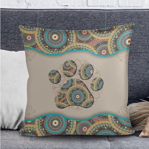 Boho Mandala Dog Paw Print 3 Pcs RV Dinette Cushion Covers Stretch Camper Cushion Slipcover Sofa Furniture Protector Include 1 Backrest Cover 1 Bench Cover and 1 Pillowcase - color: Boho Mandala Dog Paw