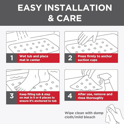 Rubbermaid Soft Foam Bath Tub Shower Mat, Non-Slip Tub Mat with Quick-Drain Holes, 35.88 x 17 Inch BPA-Free Bath Mat for Inside Bathtub or Shower, Grey - color: Grey