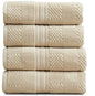 Springtree Home 100% Cotton Bath Towel Set of 4 | Beige Towels | Geometric Textured Design | Absorbent & Quick-Dry | 4 Bath Towels | Oeko-TEX® Standard 100 Cotton | Myla Collection - Sandshell - color: Sandshell, size: Bath Towel (4 Pack)