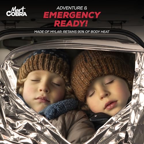 Mart Cobra Emergency Blanket 25-Pack Space Mylar Blankets Survival Gear and Supplies Reusable Thermal Camping Essentials Hiking First Aid Car Emergency Kit Prepper Foil Bug Out Bag Warm Cat Cold Snow - size: 25 Pack