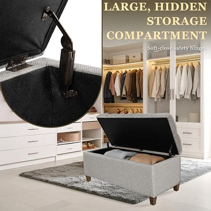 HomePop Ainsley 40" Storage Ottoman Bench - Gray Fabric - color: Gray Fabric
