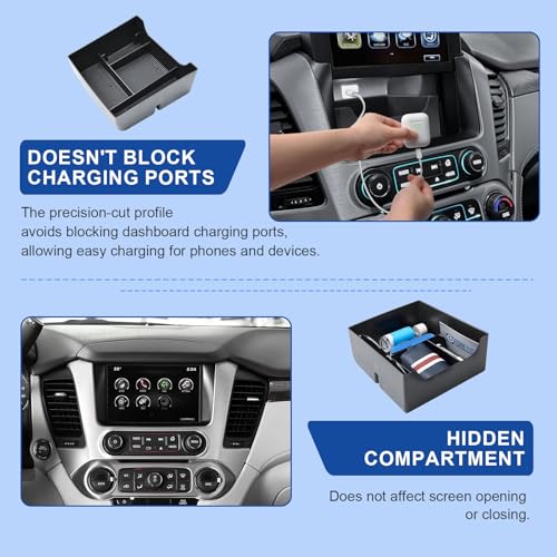 EDBETOS Console Organizer Tray for 2015-2020 GMC Yukon & Chevy Suburban/Tahoe Screen Back Storage Tray, Hidden Dashboard Storage Organizer, Motorized Screen Rear Tray for Sunglasses, Phones, Cards