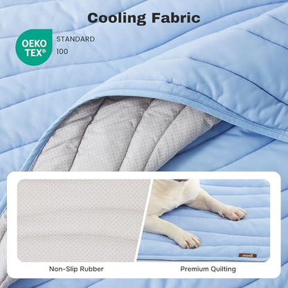 ZOMISIA Cooling Mat for Large Dogs - Thin Portable Pet Cooling Pad, Breathable and Washable Cool Fiber with Non-Slip Bottom, Outdoor Use for Summer, 36x27, Blue - size: 36''x27''(Large)