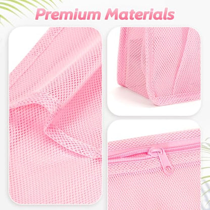 famichan Mesh Shower Caddy Portable, Gym Travel Camp Dorm Room Essentials for Women and College Girl, Pink Bathroom Shower Bag - color: Pink