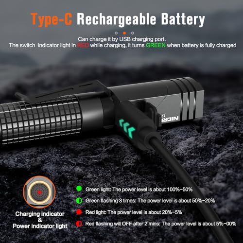 NICRON L71 Rechargeable 1800 Lumens Flashlight with L74mini EDC Flashlight