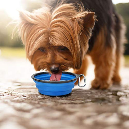 Kytely Large Collapsible Dog Bowls 2 Pack, 34oz Foldable Dog Travel Bowl, Portable Pet Water Food Bowl with Clasp, Pet Cat Feeding Cup Dish for Traveling, Walking, Hiking (Black+Blue) - color: Blue & Black