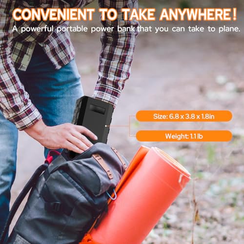 powkey 88Wh Portable Power Station 24000mAh Camping Solar Generator(Solar Panel Not Included) Lithium Battery Power 110V/65W AC, DC, USB QC3.0 for Home Camping Emergency Backup Black - color: Black