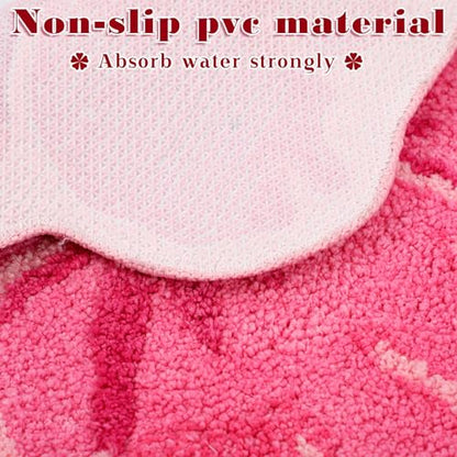 Drydiet Pink Flower Shower Mat Summer Hibiscus Bathroom Rug Flower Shape Shower Mat Door Cute Bath Tropical Summer Bathroom Decoration Non Slip Washable Bath Rug - style: Flowers