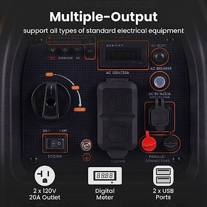 maXpeedingrods 2300W Portable Inverter Generator,40lbs,Gas Powered,Quiet Generator,Backup Power Supply for Outdoor Camping RV Ready,EPA/ISO Compliant - style: MXR2300+Gas+CO Sensor