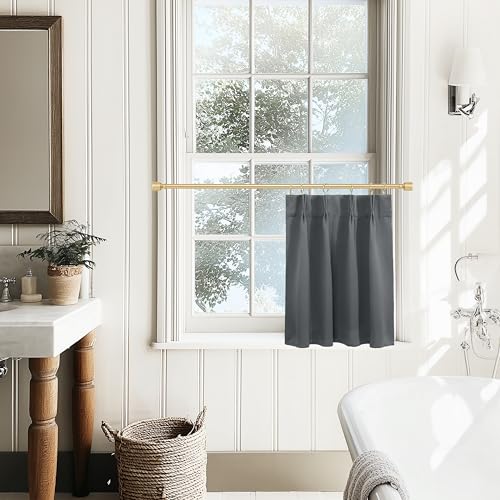 Lino Rosa Small Basement Window Curtains 18 Inch Length,Pinch Pleated Cafe Blackout Mini Curtains for RV Camper Kitchen - color: Grey, size: 24"W x 18"L (Pack of 1)