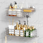 TAILI Shower Caddy Suction Cup 2 Pack with Hooks and Soap Holder, Heavy Duty Shower Organizer for Bathroom, No Drilling Silver Bathroom Suction Shelves-Silver - style: 2 × Silver