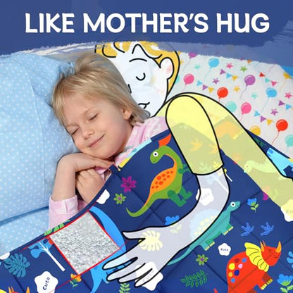 ROKDUK Weighted Blanket 3 lbs 36x48 in Breathable Blanket with Glass Beads Soft Heavy Blanket Throw Blue Dinosaur for 25-45 lbs All Season - size: 36 x 48 in & 3 lbs