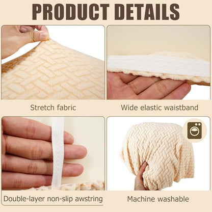 2 Piece RV Couch Covers for Sofa Bed, Stretch Elastic Camper Slipcover for RV Jackknife Sofa Bed, Washable Anti-Slip Furniture Protector, Pet Friendly & Wrinkle Free(Beige) - color: Beige