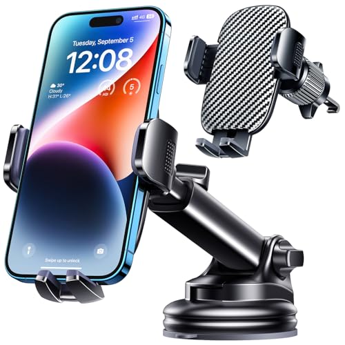 Phone Mount for Car Phone Holder [Military-Grade Suction & Stable Clip] Car Phone Holder Mount Windshield Dashboard Air Vent Universal Automobile Mount Fit Shower & Wall Mounts iPhone - style: Modle-B