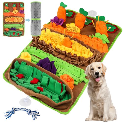 Snuffle Mat for Dogs – Extra Large 32'' x 20'', Washable Slow Feeder Dog Toy, Durable Interactive Dog Puzzle for Mental Stimulation & Nosework Training, with Anti-Slip Suction Cups - color: Green-Yellow