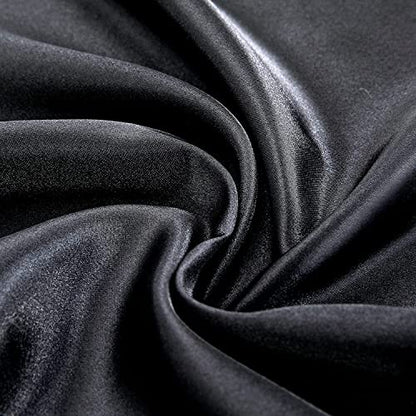 Homiest 3pcs Satin Sheets Set Luxury Silky Satin Bedding Set with Deep Pocket, 1 Fitted Sheet + 1 Flat Sheet + 1 Pillowcase (Twin XL Size, Black) - color: Black, size: Deep pocket - Twin XL size
