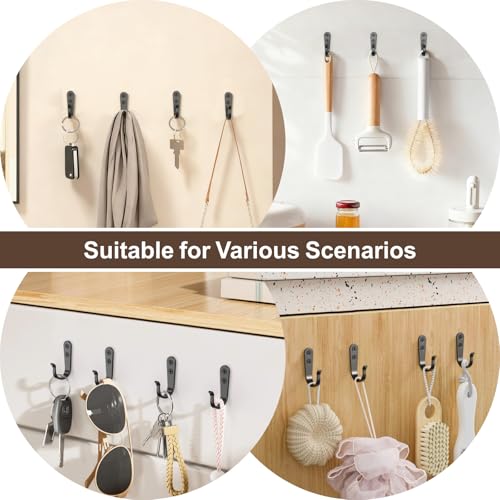 BREYDROK 20-Pack Towel Hooks for Bathroom, Heavy Duty Black Metal Wall Hooks for Robe, Coat, Kitchen, Closet, Garage Organizer - color: 20Pcs + Black