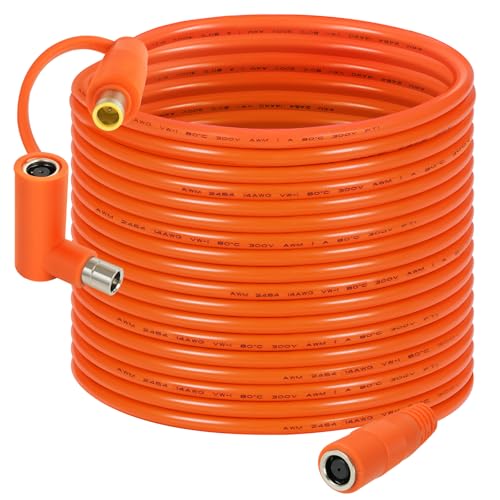 8mm DC Extension Cable 35FT – DC7909 Male to Female Solar Cable with DC8020 Adapter, 14AWG Tinned Copper Wire, Waterproof – Works with Most Portable Power Stations and Solar Generators - size: 35FT