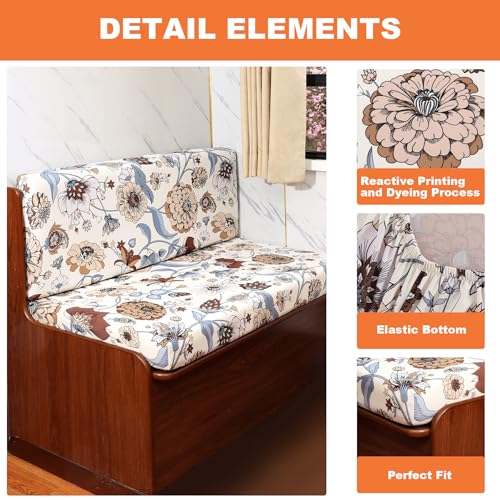FUANGUI RV Dinette Cushion Covers Stretch Camper Booth Seats Replacement Washable Sofa Furniture Protector (B4, 2 Bench & 2 Backrest Covers) - color: B4