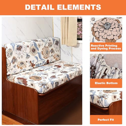 FUANGUI RV Dinette Cushion Covers Stretch Camper Booth Seats Replacement Washable Sofa Furniture Protector (B4, 2 Bench & 2 Backrest Covers) - color: B4
