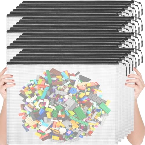 YOPCDJ 24pcs Mesh Zipper Pouch Bags, Large A3 17x12 Inches Reusable Bags Puzzle Storage Organizer Black Multipurpose for Travel Board Games School Office Supplies and Home Classroom Organization - color: Black, size: A3