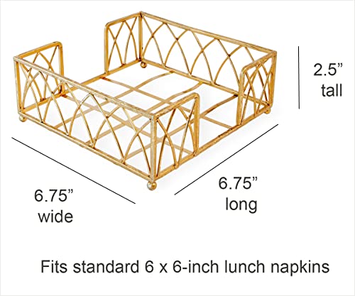 Boston International Arch Design Lunch Napkin Holder Caddy, Gold Leaf - color: Gold Leaf, size: 6.75 x 6.75-Inches