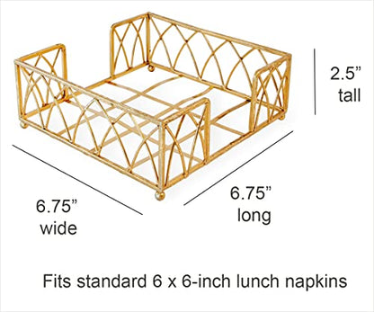 Boston International Arch Design Lunch Napkin Holder Caddy, Gold Leaf - color: Gold Leaf, size: 6.75 x 6.75-Inches
