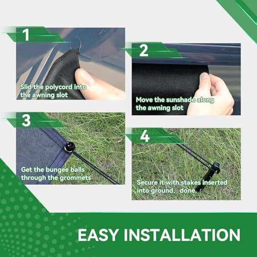 RV Awning Shade Screen with Zipper 9' x 11'3'', 600D Oxford Top + Mesh Bottom, RV Sun Shade Screen for Awning, RV Shade Complete Kits for Trailer Camper - size: 9’ x 11’3”