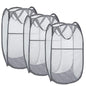 Larpur Pack of 3 Pop up Laundry Hampers, Collapsible Laundry Baskets, Portable Mesh Clothes Hampers for Home Room, College Dorm, Apartment, Foldable Hamper with Carry Handles, Gray - color: 3*Grey